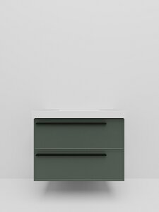 Изображение товара Тумба под раковину La Fenice Elba Grigio Twin 90 см, подвесная, под встраиваемую раковину, серо-зеленая матовая, FNC-01-ELB-G-90-2