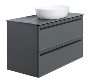 Изображение товара Тумба под раковину La Fenice Elba Grigio Twin 100 см, подвесная, под накладную раковину, серый матовый, FNC-01-ELB-G-100-2