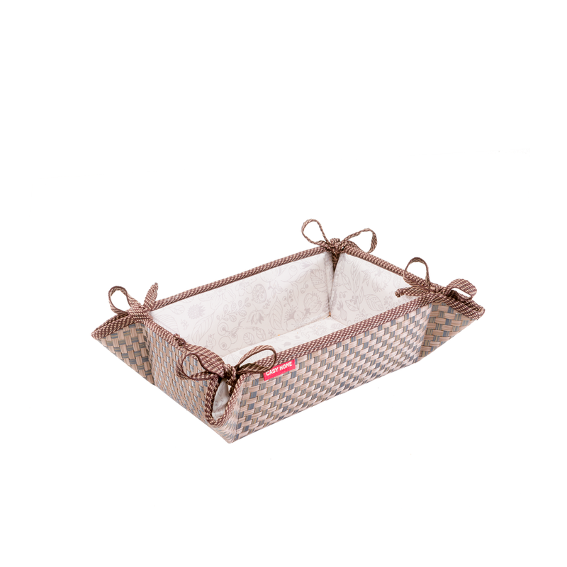 Изображение товара Хлебница Casy Home Стильная классика 20x13x7 см белый ротанг с рисунком