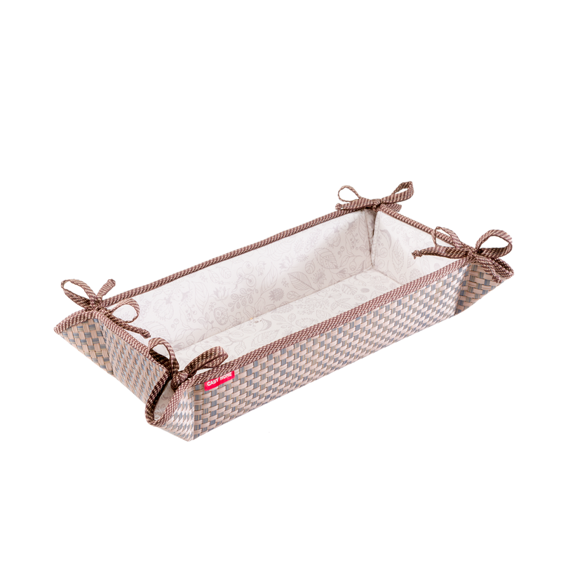 Изображение товара Стильная хлебница Casy Home ротанг/белый 32x13x7 см