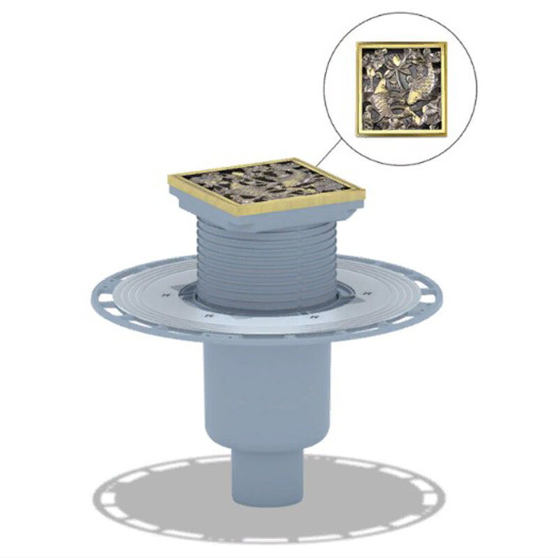 Изображение товара Душевой трап Bronze de Luxe с бронзовой решеткой вертикальный выход