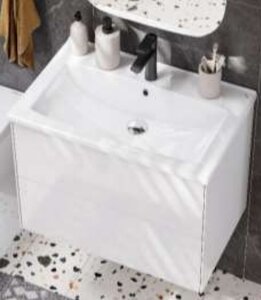 Изображение товара Тумба с раковиной Акватон Сохо 60 см подвесная, белый глянцевый, 1A2580K2AJ010