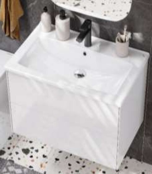 Изображение товара Тумба с раковиной Aquaton Сохо 60 см подвесная белый глянец 1A2580K2AJ010