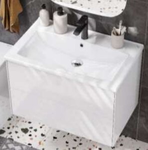 Изображение товара Тумба с раковиной Aquaton Сохо 75 см подвесная, белый глянцевый, 1A2581K2AJ010