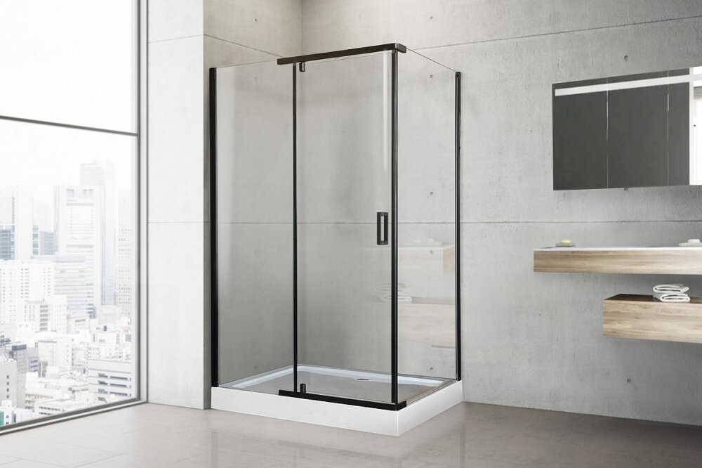 Изображение товара Душевой уголок Royal Bath HPV, 140 x 80 x 213 см, стекло прозрачное, профиль черный, RB8140HPV-T-BL