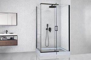 Изображение товара Душевой уголок Royal Bath HPV, 140 x 90 x 213 см, стекло прозрачное, профиль черный, RB9140HPV-T-BL