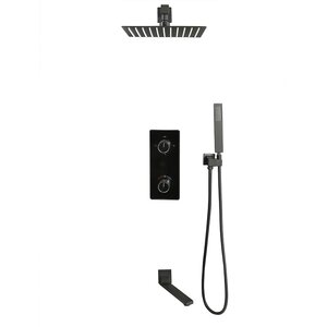 Изображение товара Душевая система ALMAes Tiber TVZ-8805, термостатическая, 3 потребителя, с изливом, цвет черный матовый