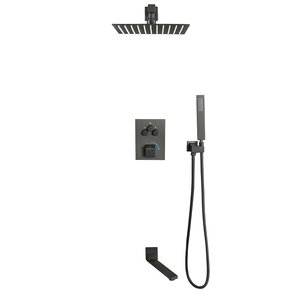 Изображение товара Душевая система ALMAes Khabur TVZ-0897, термостатическая, 3 потребителя, с изливом, цвет черный матовый