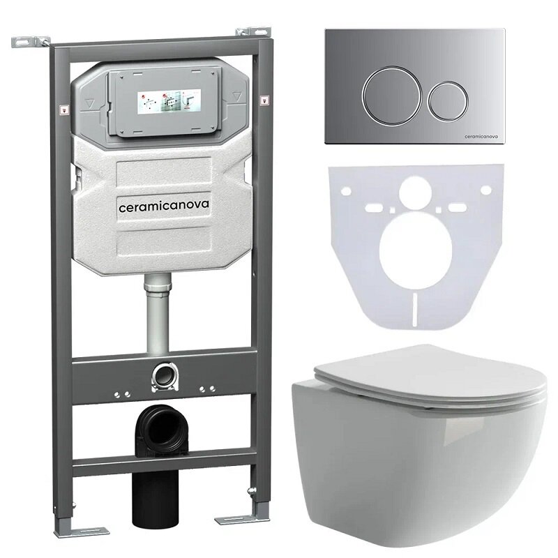 Изображение товара Комплект инсталляции и подвесной унитаз Rimless Ceramicanova Envision CN3009
