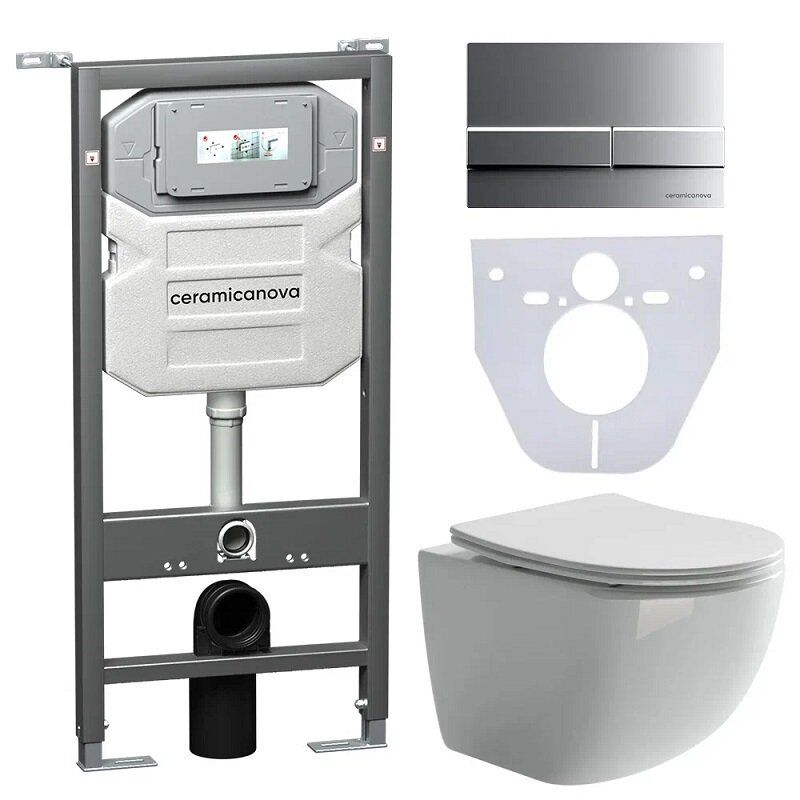 Изображение товара Сет 4 в 1: инсталляция Ceramicanova Envision с подвесным унитазом Forma Rimless
