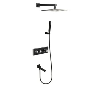 Изображение товара Душевая система ALMAes Stora TVZ-0899, термостатическая, 3 потребителя, с изливом, цвет черный матовый