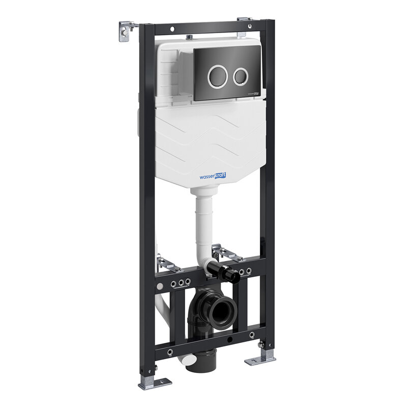 Изображение товара Инсталляция WasserKraft Aller 10 для унитаза с механической кнопкой смыва черный глянцевый