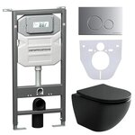 Сет 4 в 1: инсталляция Ceramicanova Envision с подвесным унитазом Metropol CN4002MB_1001M_1000 Rimless CN4002MB, сантехфарфор, шумоизоляция, кнопка смыва Round хром матовый Сет 4 в 1: инсталляция Ceramicanova Envision с подвесным унитазом Metropol CN4002MB_1001M_1000 Rimless CN4002MB, сантехфарфор, шумоизоляция, кнопка смыва Round хром матовый