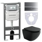 Сет 4 в 1: инсталляция Ceramicanova Envision с подвесным унитазом Metropol CN4002MB_1002M_1000 Rimless CN4002MB, сантехфарфор, шумоизоляция, кнопка смыва Flat хром матовый Сет 4 в 1: инсталляция Ceramicanova Envision с подвесным унитазом Metropol CN4002MB_1002M_1000 Rimless CN4002MB, сантехфарфор, шумоизоляция, кнопка смыва Flat хром матовый