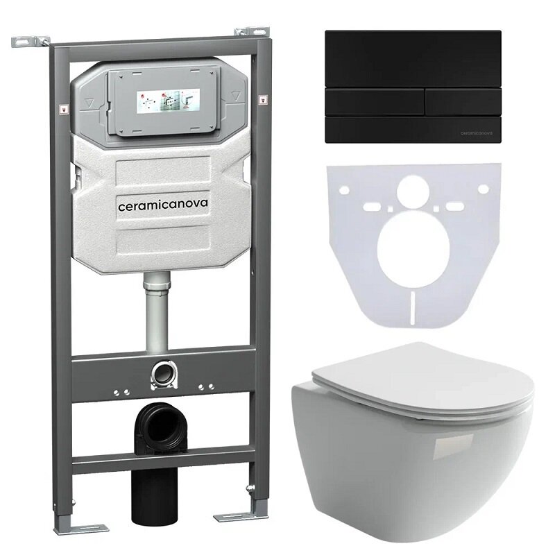 Изображение товара Подвесной унитаз Ceramicanova Envision Rimless с инсталляцией и безободковым смывом