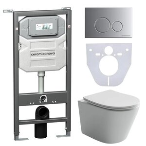 Изображение товара Сет 4 в 1 инсталляция Ceramicanova с подвесным унитазом Rimless и панелью
