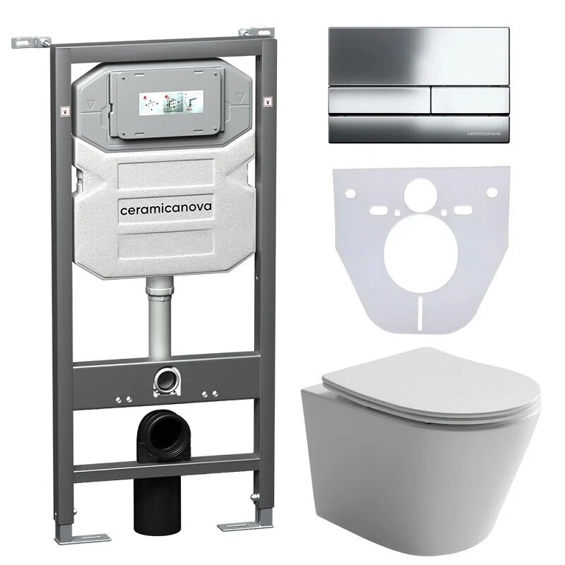 Изображение товара Комплект инсталляции и подвесной унитаз Ceramicanova Envision 4 в 1 Rimless