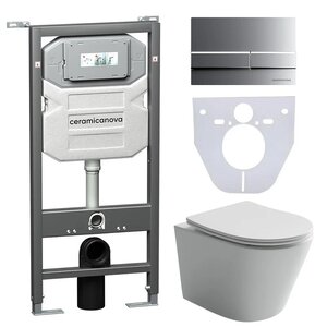 Изображение товара Комплект инсталляции Ceramicanova Envision с подвесным унитазом Balearica Rimless CN6000 2 режимных