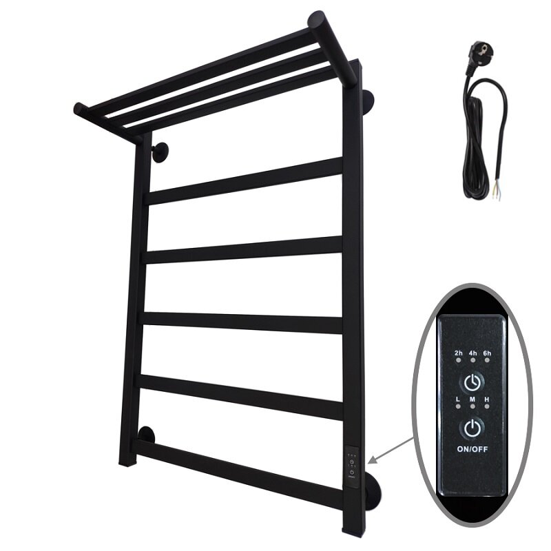 Изображение товара Электрический полотенцесушитель Маргроид Вид 81-10 профильный с полкой черный матовый 50x80 см