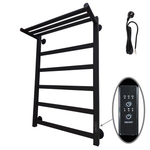 Изображение товара Полотенцесушитель электрический Маргроид Вид 81-10 профильный, с полкой, ширина 50 см, высота 80 см, подключение справа, черный матовый, 8110p-8050-1083-9005R