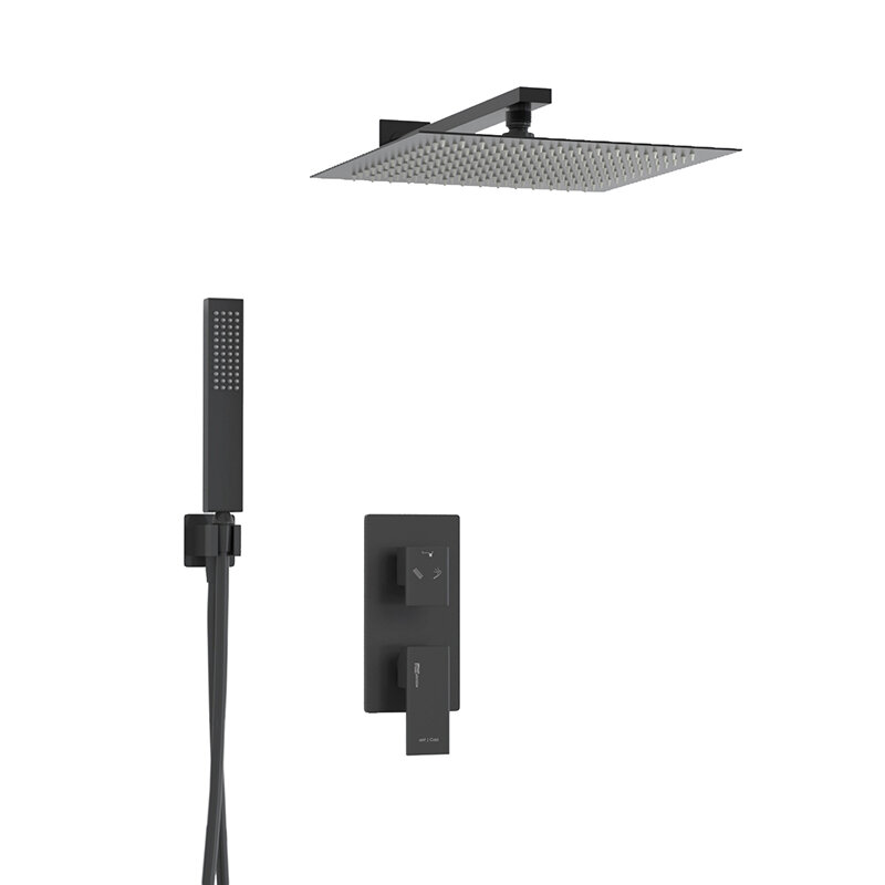 Изображение товара Душевая система WasserKRAFT A16162 с скрытым монтажом и 300мм насадкой, черный Soft-touch