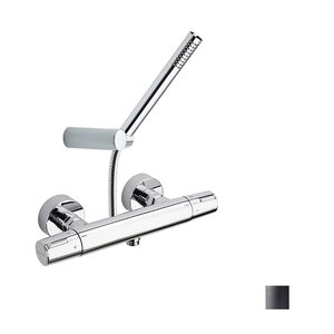 Изображение товара Смеситель Ramonsoler Tzar 343401DNM для душа, с душевым гарнитуром, термостатический, цвет черный матовый