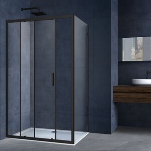 Изображение товара Душевой уголок Vincea Alpha, 120 x 90 x 190 см, прямоугольный, стекло прозрачное, профиль черный, VSR-3AL9012CLB
