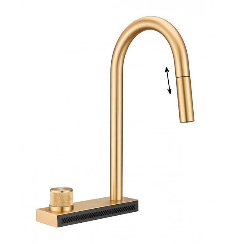 Изображение товара Кухонный смеситель Milacio Ultra MCU.556.GD с вытяжной лейкой и каскадным душем золото