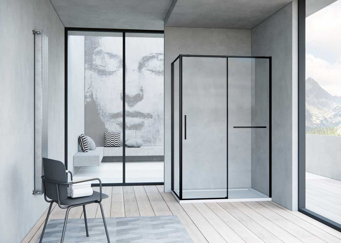 Изображение товара Душевой уголок Vincea Slim Soft 100x90 см прямоугольный стекло черный профиль Италия Изображение товара Душевой уголок Vincea Slim Soft 100x90 см прямоугольный стекло черный профиль Италия