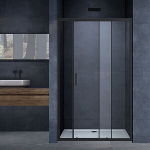 Изображение товара Душевая дверь Vincea Alpha, 120 см, раздвижная, стекло прозрачное, профиль черный, VDS-3AL120CLB