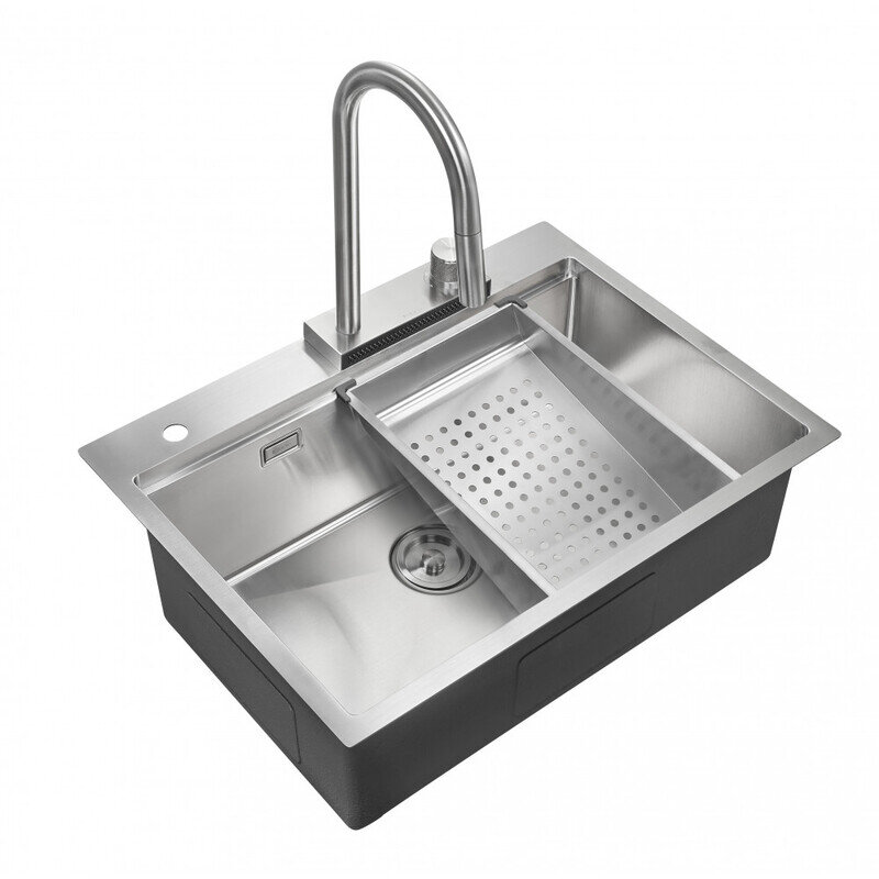Изображение товара Мойка для кухни со смесителем и коландером Milacio Denia MC.77410 68 Steel, сталь нержавеющая Изображение товара Мойка для кухни со смесителем и коландером Milacio Denia MC.77410 68 Steel, сталь нержавеющая