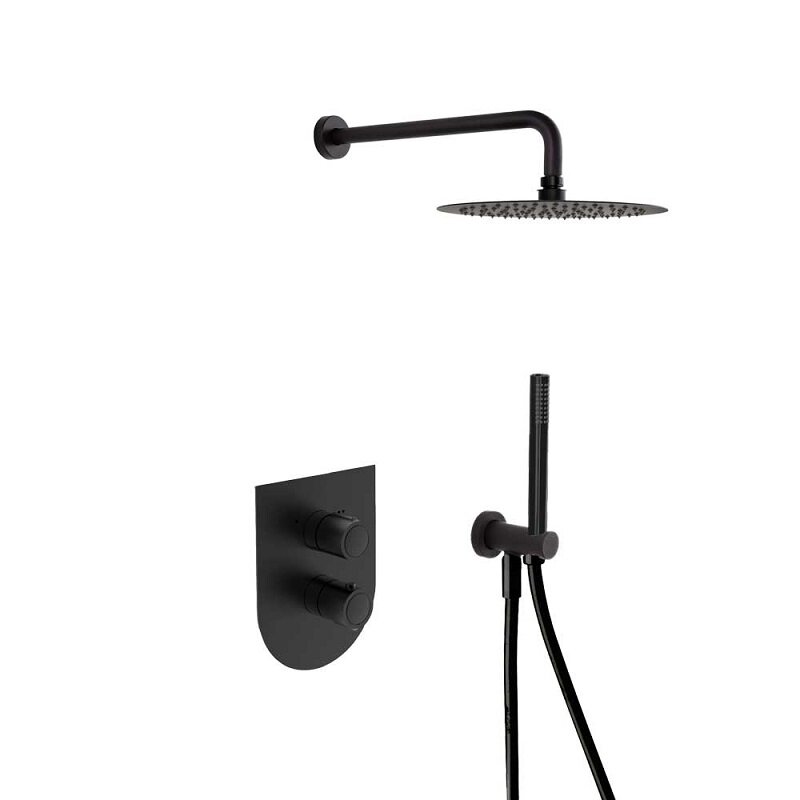 Изображение товара Душевая система Ramonsoler Tzar K3487011NM с термостатом черный матовый Испания