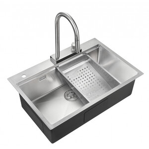 Изображение товара Мойка кухонная Milacio Denia 75 Steel со смесителем и коландером