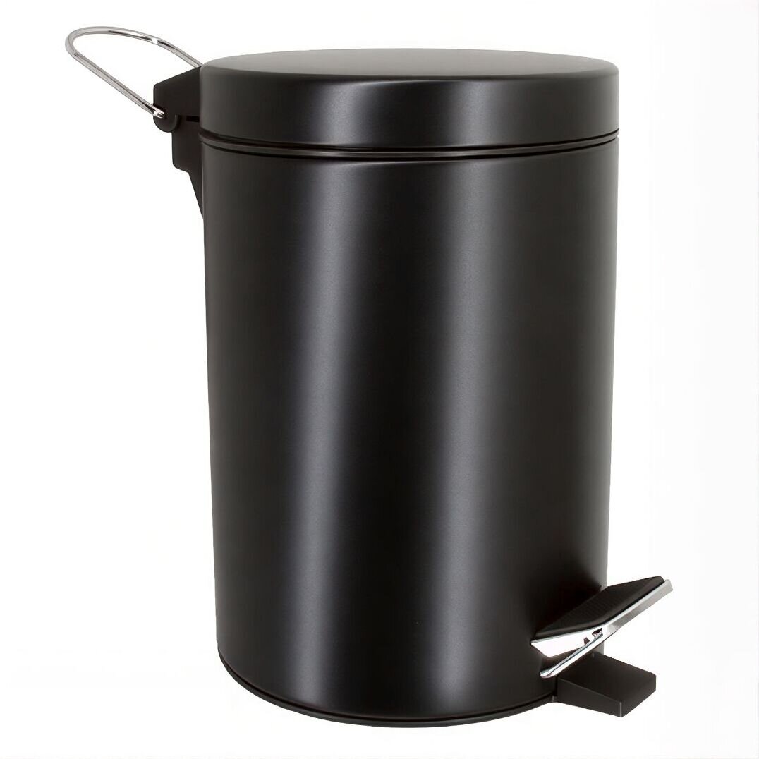 Изображение товара Корзина для мусора WasserKRAFT Серия К, с педалью, 3 л, черная матовая, K-633B