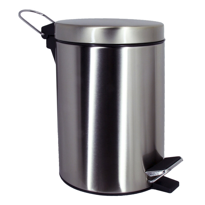 Изображение товара Корзина для мусора WasserKRAFT Серия К, с педалью, 3 л, никель, K-633N