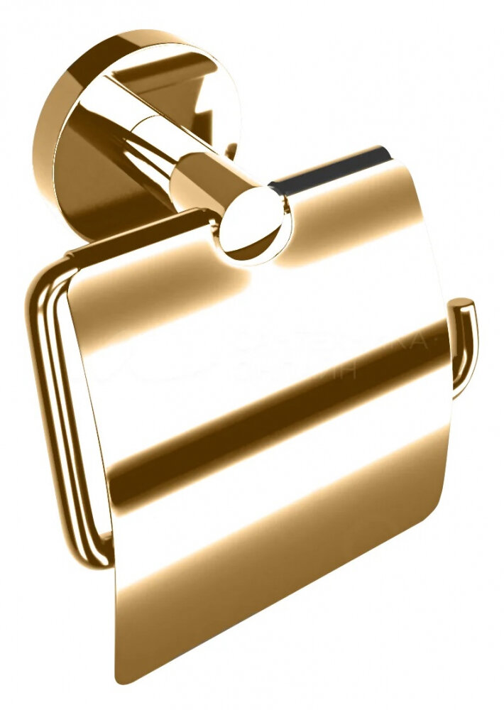 Изображение товара Держатель туалетной бумаги Decor Banyo Alina Gold с крышкой, золото, 13.5x6.5x13 см