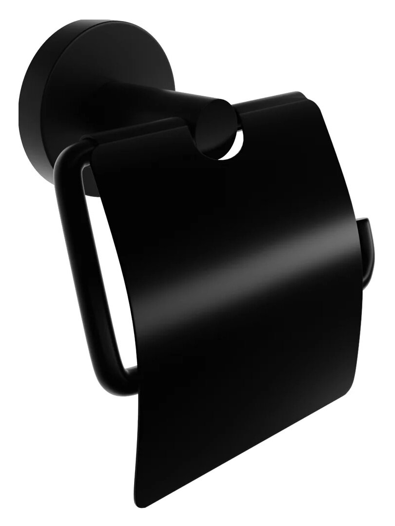 Изображение товара Держатель туалетной бумаги Decor Banyo Alina Black с крышкой черный матовый