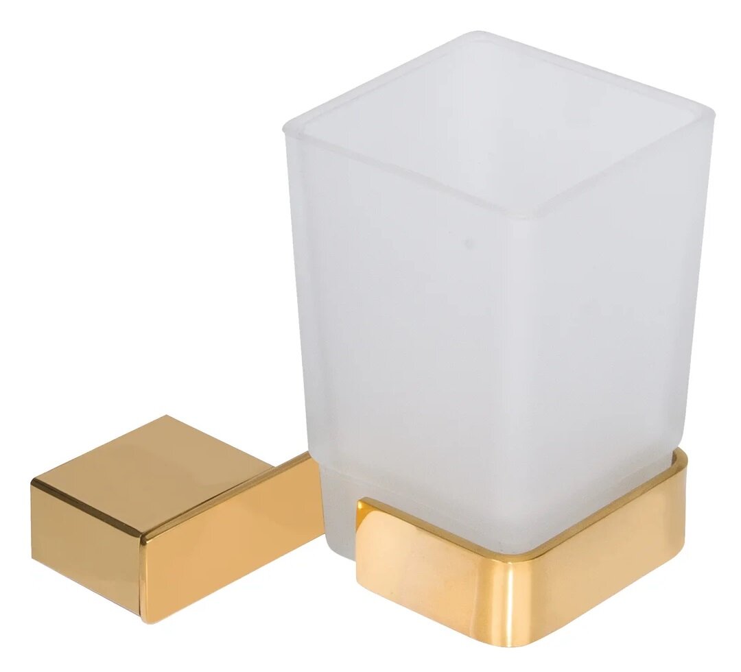 Изображение товара Стакан для зубных щеток Decor Banyo SS 304 Gold настенный из нержавеющей стали и стекла