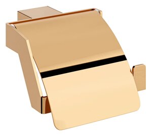 Изображение товара Держатель туалетной бумаги Decor Banyo SS 304 Gold с крышкой, 12.5x8.2x15.9 см
