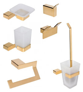 Изображение товара Набор аксессуаров для ванной комнаты Decor Banyo SS 304 Gold, золото, SS304 008 02 + SS304 007 02 + SS304 6009 02 + SS304 008 12 + SS304 005 02 + SS304 006 02