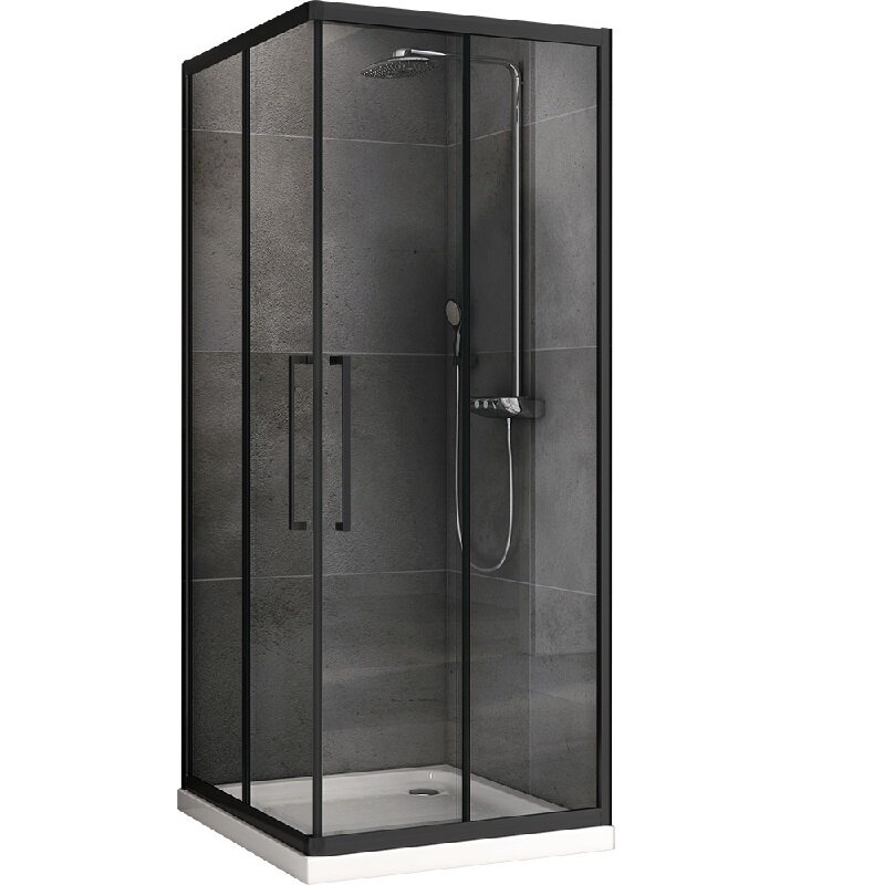 Изображение товара Душевой уголок Abber Schwarzer Diamant 80x80 см черный алюминий стекло 6 мм