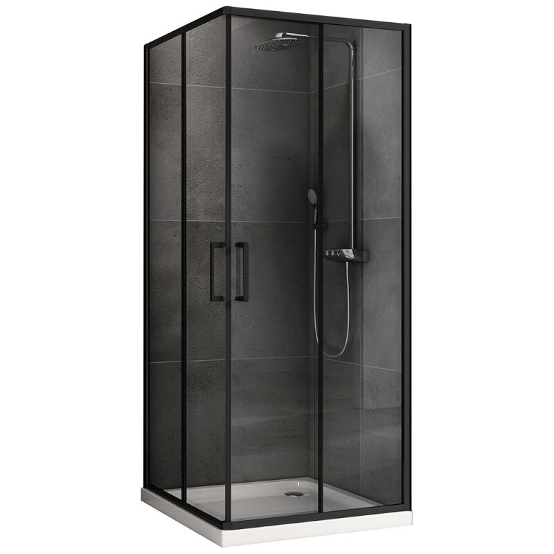 Изображение товара Душевой уголок Abber Schwarzer Diamant 90x90 см с прозрачным стеклом и черным профилем
