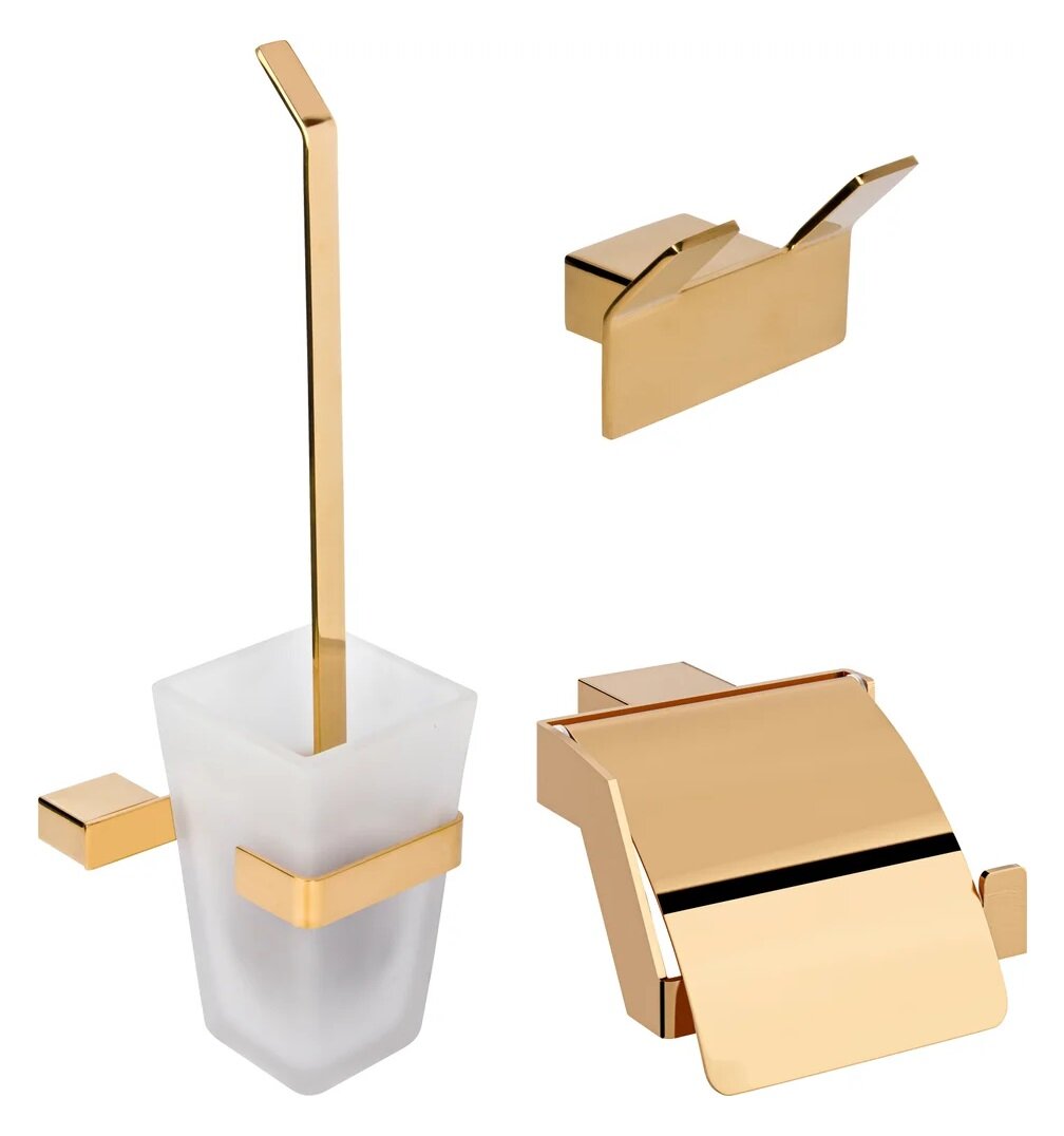 Изображение товара Набор аксессуаров для ванной комнаты Decor Banyo SS 304 Gold, золото, SS304 6009 02 + SS304 007 01 02 + SS304 008 12