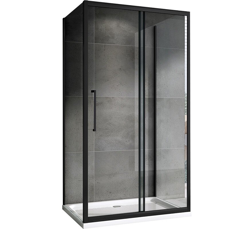 Изображение товара Душевой уголок Abber Schwarzer Diamant AG30120BH-S80B-S80B 120x80 см с прозрачным стеклом и черным 