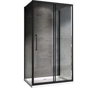 Изображение товара Душевой уголок Abber Schwarzer Diamant AG30130BH-S100B-S100B, 130 х 100 см, стекло прозрачное, профиль черный матовый