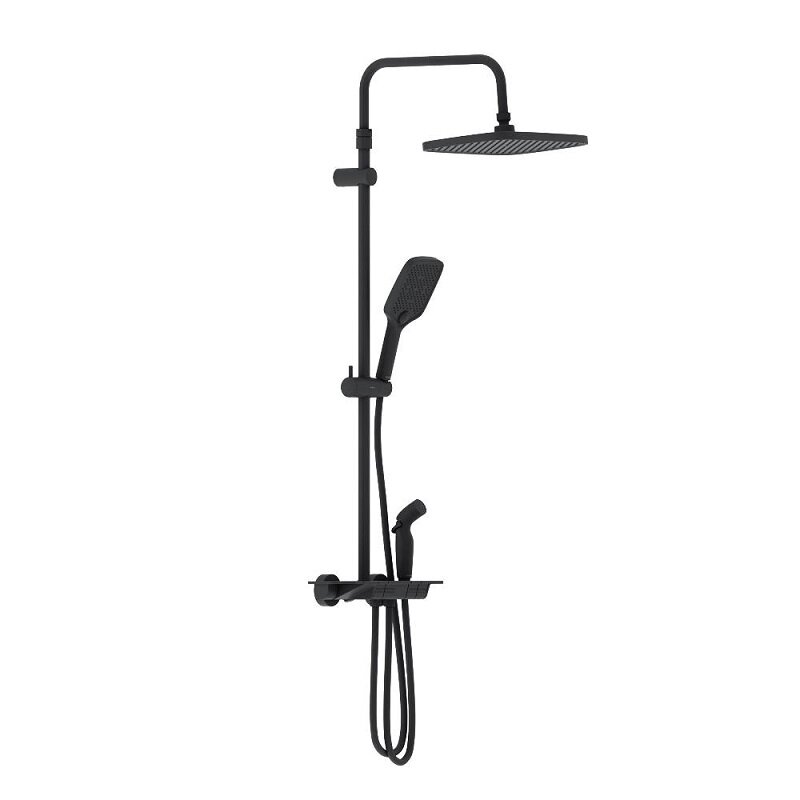 Изображение товара Душевая система Damixa Gala 953770300, термостатическая, с гигиеническим душем, черный матовый