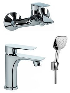 Изображение товара Комплект смесителей Paini Laguna LACRSET3 3 в 1, для раковины и ванны с душевым набором, хром