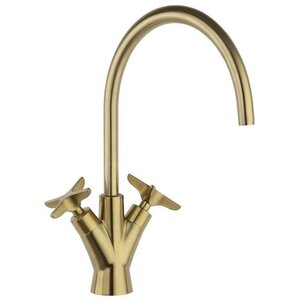 Изображение товара Стильный смеситель для раковины Ramonsoler Adagio золото с поворотным изливом