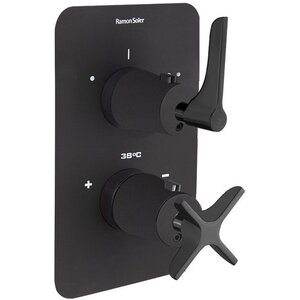 Изображение товара Смеситель Ramonsoler Adagio 918722SNM для душа, термостатический, на 2 потребителя, цвет черный матовый