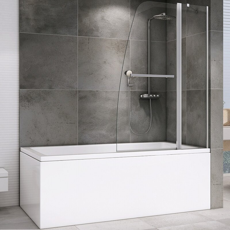 Изображение товара Шторка на ванну Abber Ewiges Wasser 100x140 см стекло прозрачное хром профиль